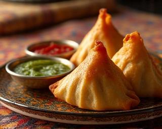 Samosas croustillants garnis de légumes épicés
